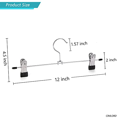 Cimlord 50 Pack Black Wire Pants Hanger With Clips, Heavy Duty Wire Metal Skirt Hangers, Space Saving Pants Hangers For Clothes Organizer, Chrome Hook Adjustable Clothing Hanger #TOP1