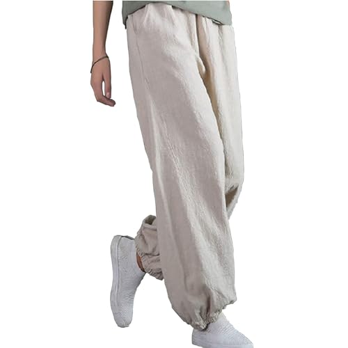 GImLy Tai Chi Hose Für Herren Einfarbig Lose Lässige Hose Mit Elastische Taille Unisex Bequem Atmungsaktiv Kung Fu Kampfsport Trainingshose Yoga Bloomer Jogginghose,005,3XL