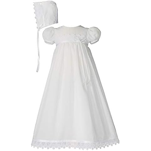 Little Things Mean A Lot 100% Cotton Handmade Girls Christening Special Occasion Dress with Italian Lace Cover