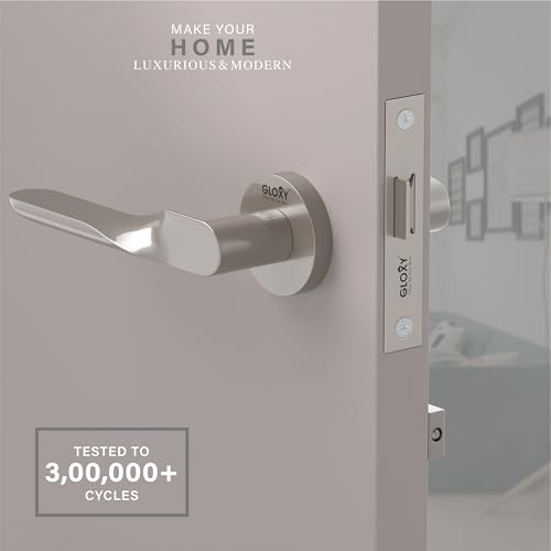 Image of GLOXY Mortise Baby Latch Lock for Bathroom Mortise Door Lock Handle Set for Balcony Keyless Lock Handle Set for Storeroom, Balcony |Satin Finish (2 Years Warranty, Pack of 1)