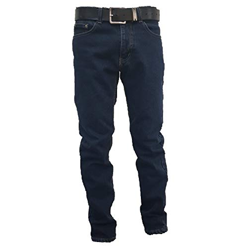 Jeans Uomo 5 Tasche Invernale Imbottito in Pile Caldo Foderato Elastico 46-60 Termico Chiaro a Vita...