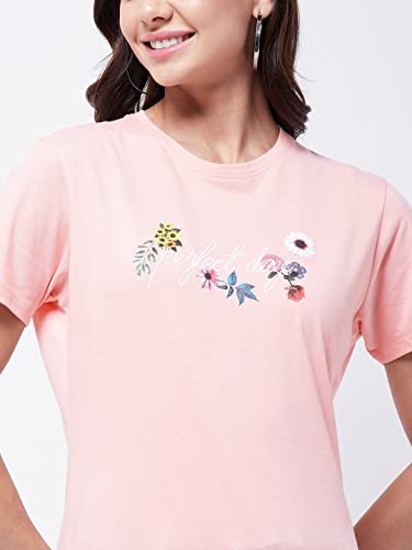 Image of Modeve Women Printed Cotton Blend Half Sleeve Round Neck T-Shirt for Summer