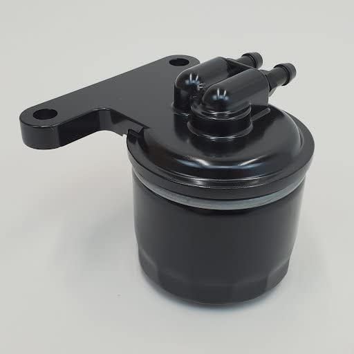 Miniatura 2 de Kit de reubicación universal de filtro de aceite remoto negro satinado con montaje y filtro personalizados para motores Harley Big Twin Panhead,