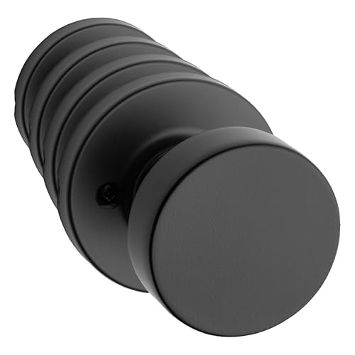 Image of Kwikset Pismo Dummy Door Knob, Single Sided Handle for Closets, French Double Doors, and Pantry, Matte Black Non-Turning Interior Push /Pull Door Knob, with Microban Protection (Pack of 4)