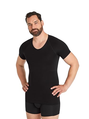 Camiseta de compresión sin costuras para hombre camiseta moldeadora reductora vientre plano