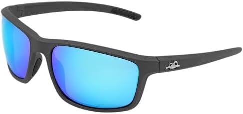 Bullhead Safety Eyewear Crevalle Glasses, Anti-Fog and Scratch Resistant, Precision Lens with UV Protection, Comfortable and Lightweight, Blue Mirror Lens and Matte Gray Full-Frame, One Size