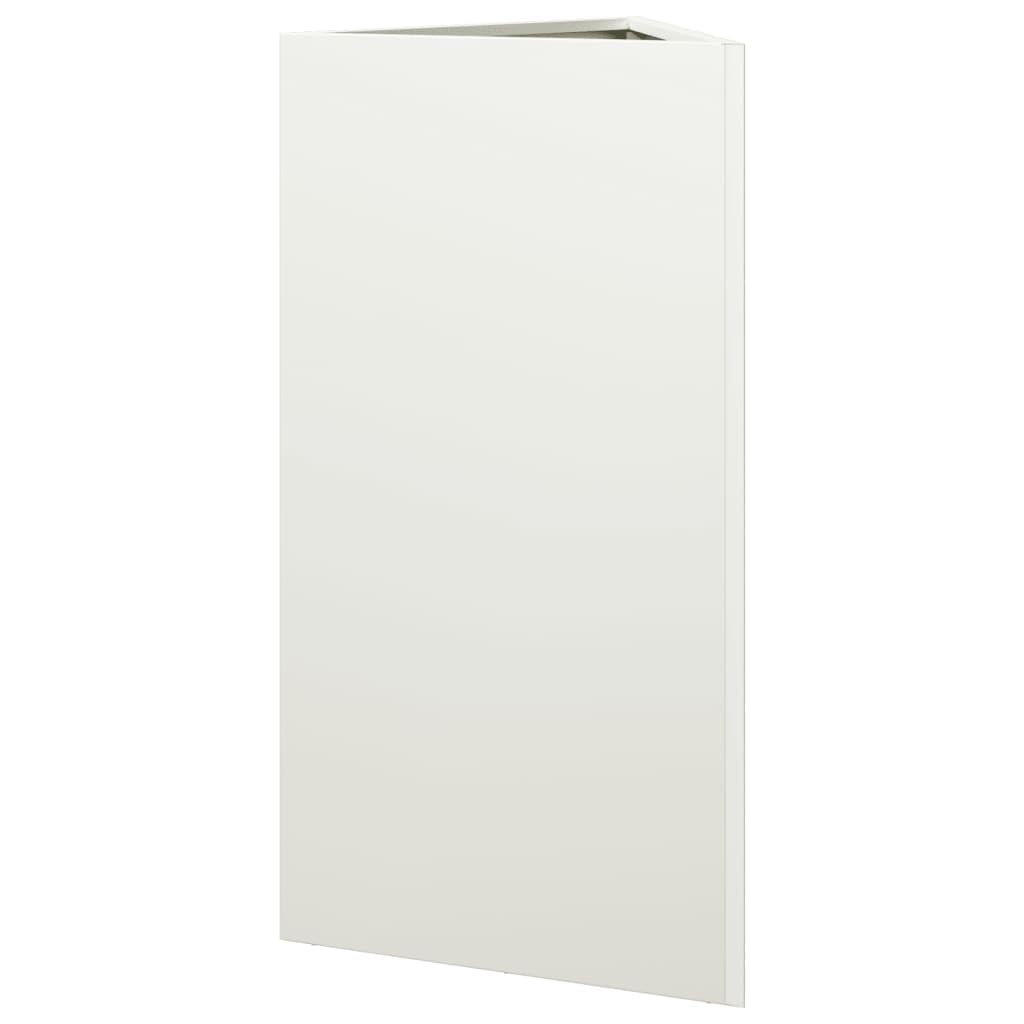 Pflanzkübel Weiß Dreieckig 40x34,5x75 cm - Robustes Stahl Pflanzgefäß für Garten Balkon und Terrasse - Hoher Blumentopf für Blumen Kräuter und Gemüse