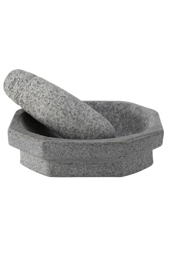 Subaa Kalvam Stone | Mortar and Pestle Set | Masher | Khalbatta | Kharal | Musal for Kitchen Home | Herbs and Spices Mixture - Grey [ 6 Inch ]