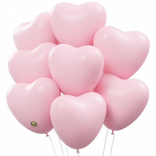 AFTERLOON&reg; Biodegradable Balloons 24 pcs Baby Pink 10 Inch Heart Shaped, Thickened Extra Strong Natural Latex Helium Float, Proposal Marriage Love Baby Shower Gender Reveal Wedding Bridal
