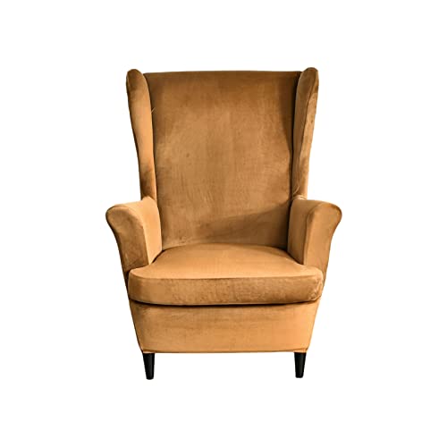 CRFATOP Samt-Ohrensesselhussen, 2-teilig, dehnbar, für Flügelrückenstuhl, Spandex-Stoff, mit elastischer Unterseite, für Wohnzimmer, Schlafzimmer, Wingback Chair (C09)