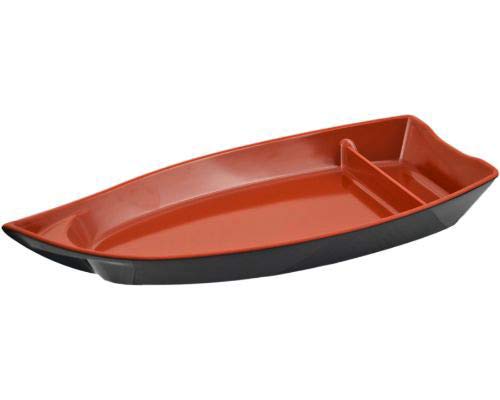 Japanese Restaurant Sushi Boat Party Tray Two Tone Red Black Melamine Sashimi Maki