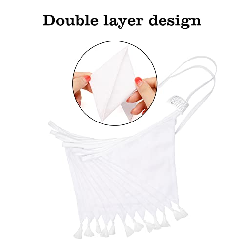 G2PLUS Fabric Bunting Banner with Tassel, 3.3M Double Sided Cotton Tassel Banner with 12 White Triangle Pennants - Image 3