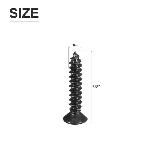 Image of DTGN 100Pcs #4x5 /8 inch Flat Head Wood Screws, 304 Stainless Steel Phillips Self Tapping Screws - Good for Woodworking, Furniture - Black