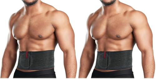 Image of ORTONYX Umbilical Hernia Belt for Men and Women / 6.25 inch Abdominal Binder With Hernia Support Pad /Post-Surgical Belly Band - Black OX5241-L /XL (Pack of 2)