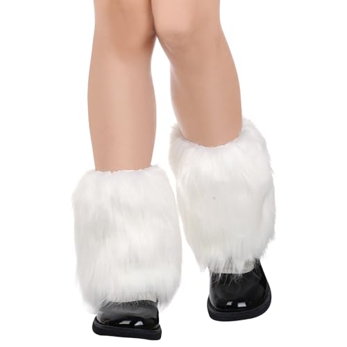 phnydreg Furry Faux Fur Leg Warmers for Women Winter Fuzzy Leg Warmers Boot Covers for Christmas Halloween Costume