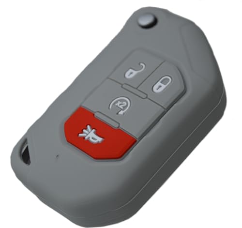 Image of Silicone Remote Key Fob Case Covers Protectors for Jeep Wrangler Rubicon 392 JL JLU Wagoneer Gladiator JT Flip Fold Remote