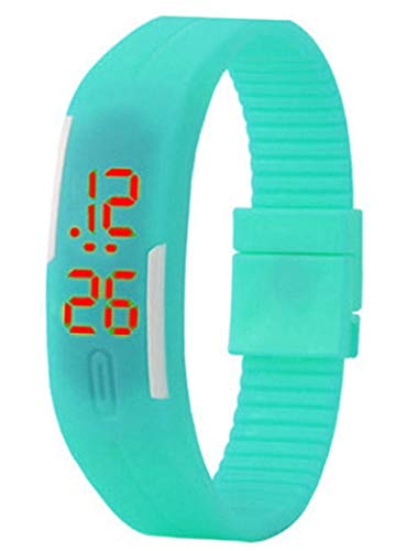 Hylzo Led Digital Sportuhr Kinder Klein Fitness Uhr Jungen Mode Ip68 Wasserdicht Elektronische Uhr Armbanduhr Display Format 12 Verstellbar (Lake Blue) Cover