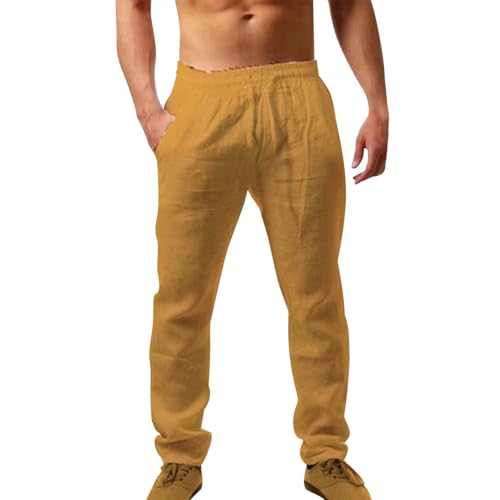 Generisch Pantalon de survêtement pour homme - Coupe ajustée - Décontracté - Thaïlande, jaune, M