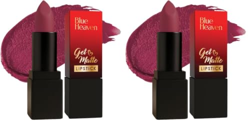 Image of Blue Heaven Get Matte Lipstick | Soft Matte Finish and Lightweight Formula | Intense Pigment | Long-Lasting Lipsticks For Women | 107R | 4gm (Pack of 2)