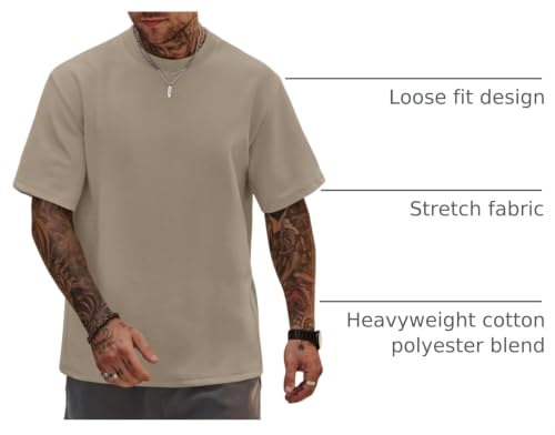 Image of Herberton Mens Oversized T-Shirts Heavyweight Cotton Stretch Fashion Thick Tee Tops (S-3XL)