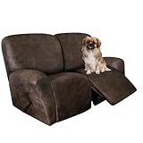 ANARACHON Fundas para sofá biplaza con aspecto de cuero, tela de elastano lavable (sofá biplaza