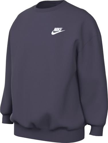 Nike Sportswear Club Fleece Big Kids' (Girls') Oversized Sweatshirt (FD2923-573, Dark Raisin/White)