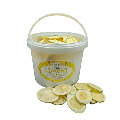 Limones frescos liofilizados 100% italianos - limones para coctelería profesional - paquete grande de 3 litros - frutos secos - sin azúcar añadido - 130 rodajas aproximadamente