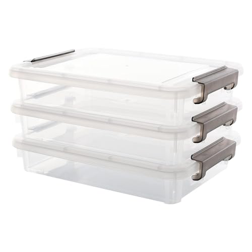 de almacenamiento de documentos - Organizador de archivado apilable transparente, paquete de 3, diseño que ahorra espacio, contenedores portapapel A4 B5, accesorio de escritorio versátil |