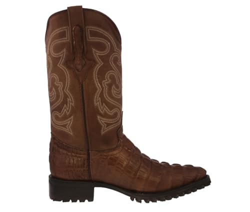 Cowboy Professional Mens Brown Leather Motorcycle Boots Crocodile Tail Print J Toe2