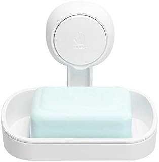 Soap Holder Suction Cup NO-Drilling & Removable Suction Cup Soap Dish Holder Wall Mounted Max Hold 5kg Wall Soap Dish Waterproof Oilproof for Shower Bathroom & Kitchen Bath Soap Dish White in Plastic
