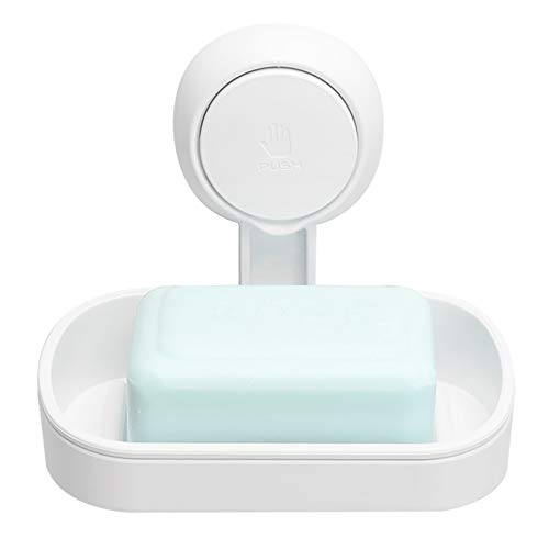 LEVERLOC Porte Savon à Ventouse sans Perçage, Porte-Savon Douche Charge 3 KG, 1s Installation, Rotation à 360°, Impérable & Réutilisable Support pour éponges pour...