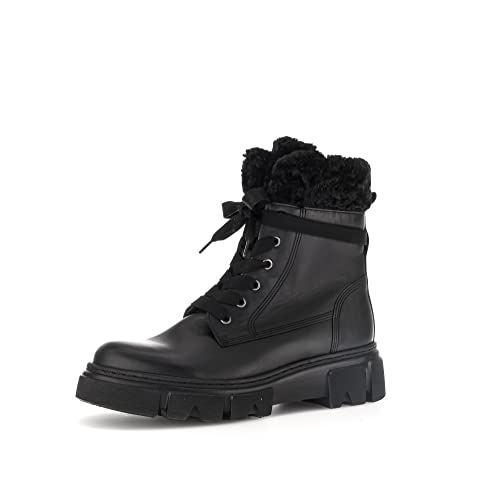 Gabor Damen Combat Boots, Frauen Stiefeletten,Wechselfußbett,Best Fitting,gefüttert,Stiefel,Bootee,Booties,halbstiefel,schwarz,41 EU / 7.5 UK