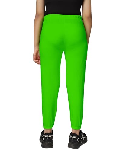Image of KYDA KIDS Girls Mid Rise 100% Pure Cotton Track Pants | Regular Fit Elastic Waist Casual Wear | Soft Comfortable Kids Trousers (Pack of 2)