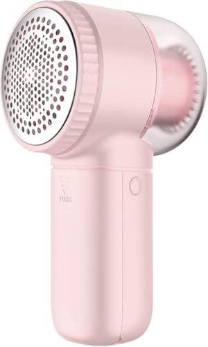 Rasoir à Peluches Électrique Portable Pull Démêlant à 3 Vitesses 6 Lames de Lame Affichage Numérique LED pour Enlever Les Bouloches pour Vêtements (Rose)