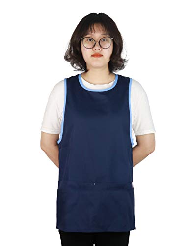 JONATHAN UNIFORM Mujer Delantal Laboral Con 2 Bolsillos, Ropa de Trabajo Sin Mangas, Botón y Lazos Ajustables Cierre (Azul) Cover