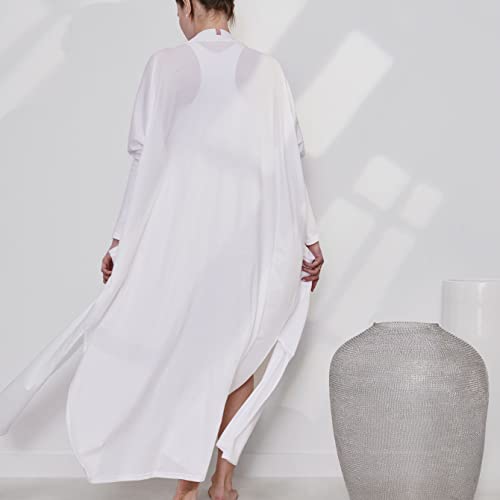 Image of Lunya - Organic Pima Cotton Long Cardigan - Versatile Sleepwear - Oversized Fit with Pockets - Long Lightweight Cardigan for Women - Sincere White