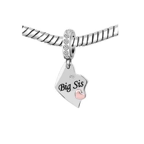 KunBead Nana Mom Mother Daughter Son Sisters Rose Gold Tone Heart Puzzle Dangle Charms Compatible with Pandora Bracelet set for 33