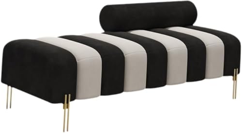 Image of Lazy Couch and Reclining Sofa /Recliner Chaise Longue /Fabric recliners /for Bedroom /Living Room /Office Reception Recliner Lounge Sofa and Armchair (Black & Beige)