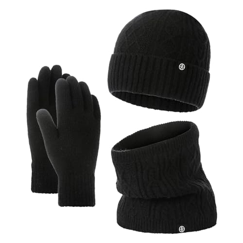 Gants cache-cou bonnet écharpe tricotés contre le froid intense avec doublure polaire