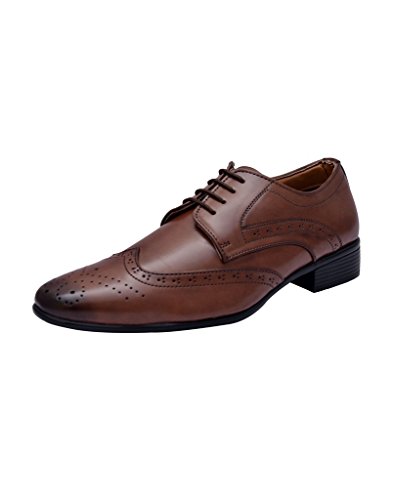 Image of HiREL'S Men Brown Derby Brogue Formal Shoes