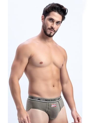 Image of Milton Mens Cotton Solid Outer Elastic Brief | Premium Soft Cotton Underwear | Breathable & Skin-Friendly Briefs with Comfort Fit Waistband | Pack of 1, Color May Vary as per Availability