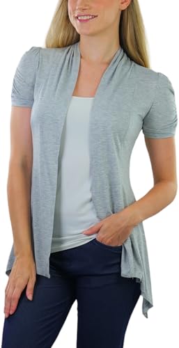 Image of ToBeInStyle Womens Open Front Casual Shrug Lightweight Layering Cardigan Sleeveless or Short Sleeve