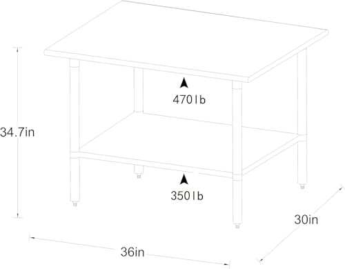 Image of ROCKPOINT Stainless Steel Table for Prep & Work 30x36 Inches, NSF Metal Commercial Kitchen Heavy Duty Table with Adjustable Under Shelf and Table Foot for Restaurant, Home and Hotel
