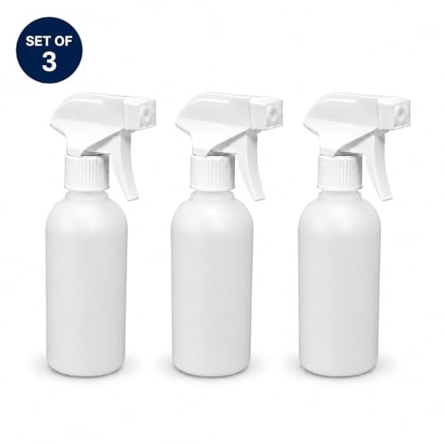 Image of Neza Premium 250ml HDPE Fine Mist Spray Bottle (Pack of 3) - Leak-Proof Trigger Sprayer, Refillable BPA-Free Plastic Bottle for Cleaning Solutions, Plant Care, Hair Care & DIY Use