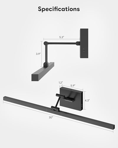 Image of VONLUCE 30 inch Modern LED Bathroom Vanity Light, Matte Black | 3CCT, Flicker-free, 360 Rotatable Head & Swing Arm, IP44 waterproof Bathroom Light Fixture Over Mirror for Bathroom, Picture