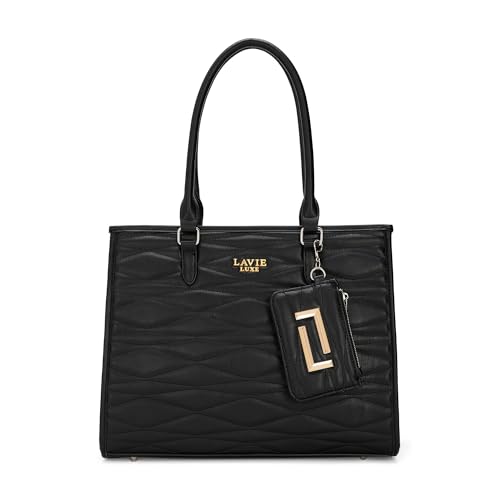 Image of Lavie Luxe Women's Lucie Quilted Large Box Tote Handbag | Tote Bag for Work | Ladies Purse | Stylish Shoulder Bag | Gift for Women