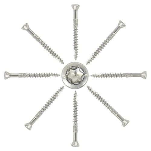 100 Stück Terrassenschrauben mit Schneidkerbe und Schälrippen 3,2 x 60 mm V2A mit ETA Zulassung - Dielenschrauben Holzschrauben Fräsrippen Cut-Spitze gleitbeschichtet Rostfrei TORX I DIOS24®
