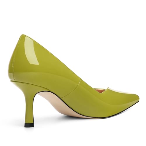 Image of Women Pointed Closed Toe 2.5 Inch Kitten Heel Slip On Pumps | Elegant Comfort Formal Dress Footwear, Versatile Ladies Shoes For Office Wedding Party Evening Daily Occasions
