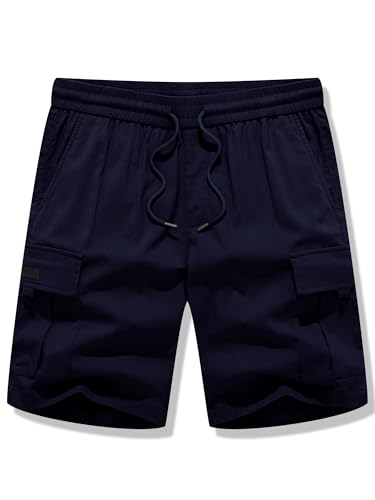 Image of JMIERR Men's Casual Stretch Cargo Shorts | Drawstring Elastic Waist, Multi Pockets, Summer Work Short, Classic