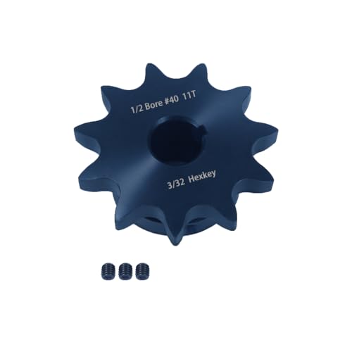 Image of #40 Roller Chain Sprocket 11 Tooth 1 /2 inch Bore (3 /16 inch Keyway) Black Oxide Rust-Proof with 3 Set Screws for Mini Bike Go-Kart Clutch Faster Acceleration, Hardened 1045 Steel 40BS11-1 /2